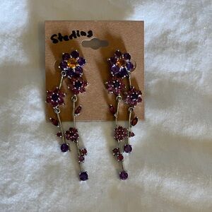 Purple and Punk Floral Earrings